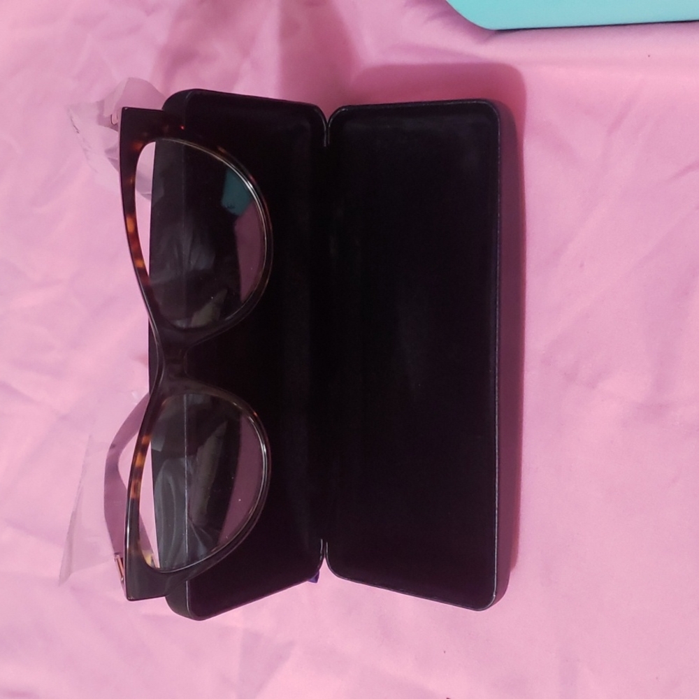 Women Versace prescription frames with clear demos lens. Havana cat eyes